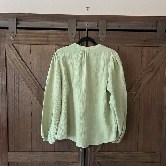Gibsonlook 100% Cotton Gauze Lightweight Blouse Sage Green Size XL - Picture 3 of 5
